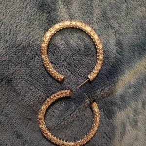 Silver Jeweled Hoop Earrings